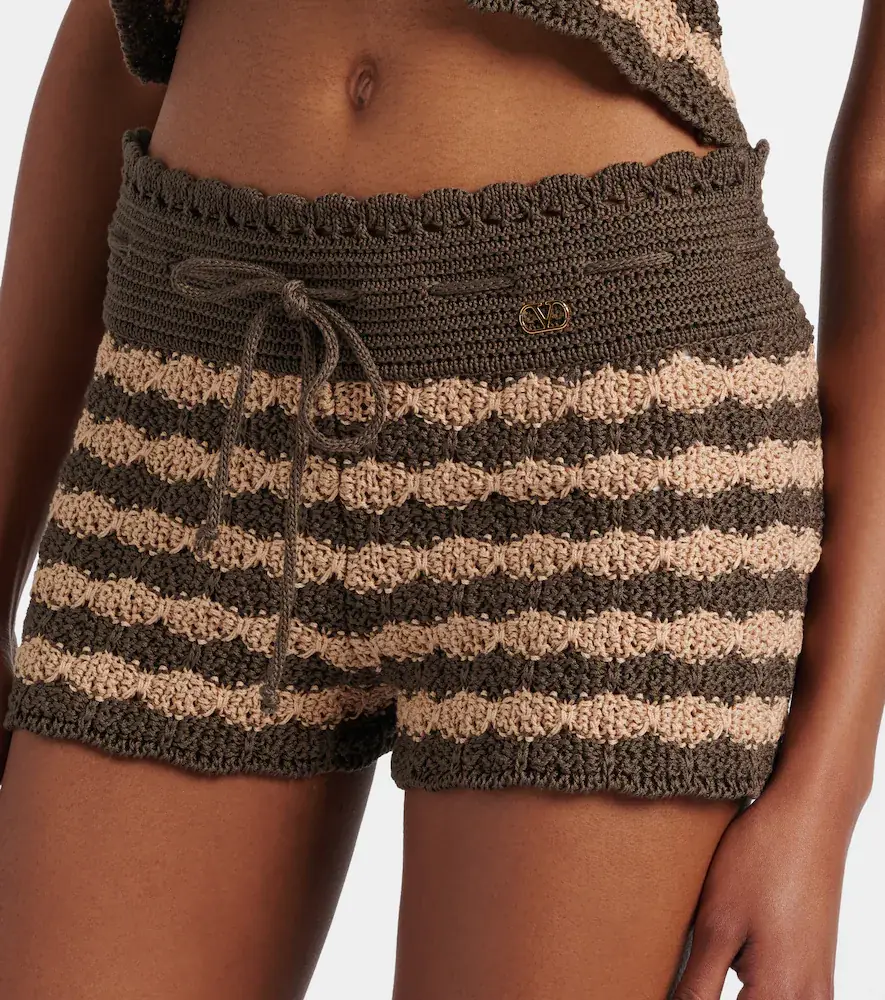 Valentino Garavani Striped knitted cotton shorts | Thumbnail 4