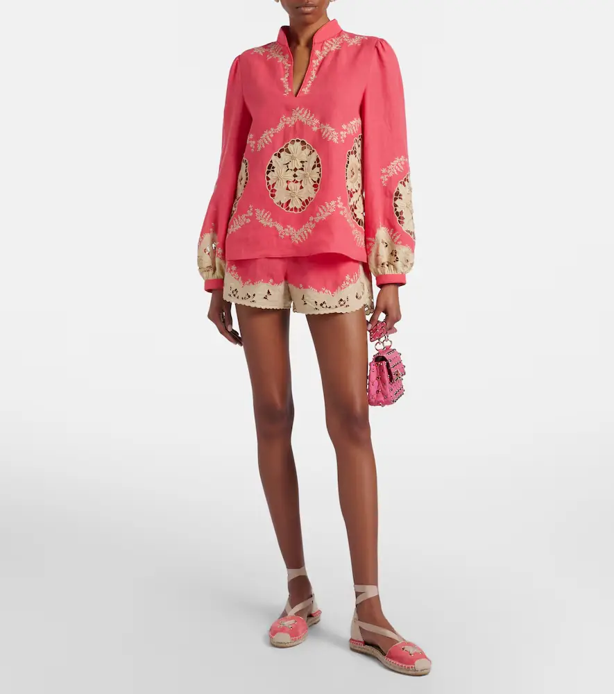 Valentino Garavani Embroidered linen shorts | Thumbnail 3