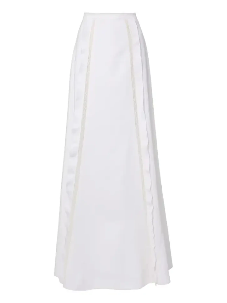 Lace-trimmed linen maxi skirt Lace-trimmed linen maxi skirt