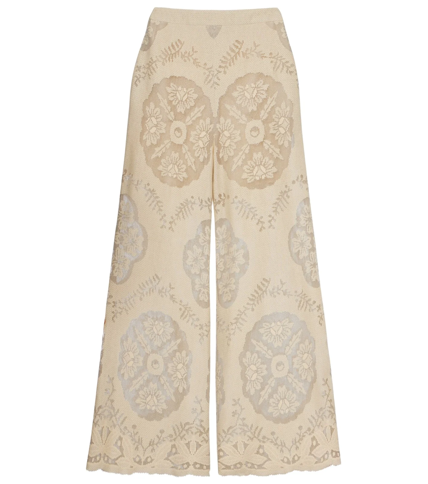 Embroidered cotton-blend wide-leg pants Embroidered cotton-blend wide-leg pants