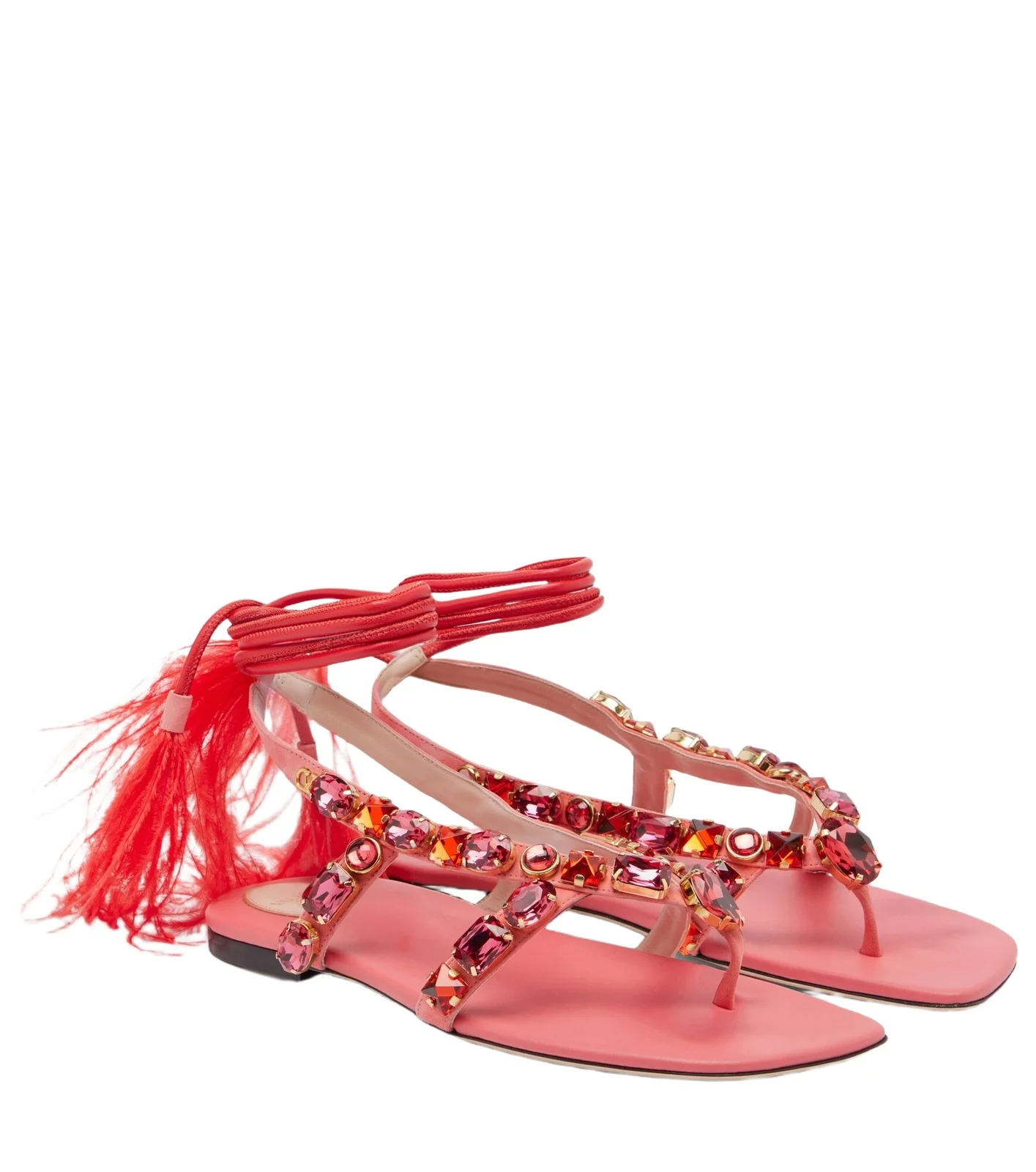 Embellished suede thong sandals Embellished suede thong sandals