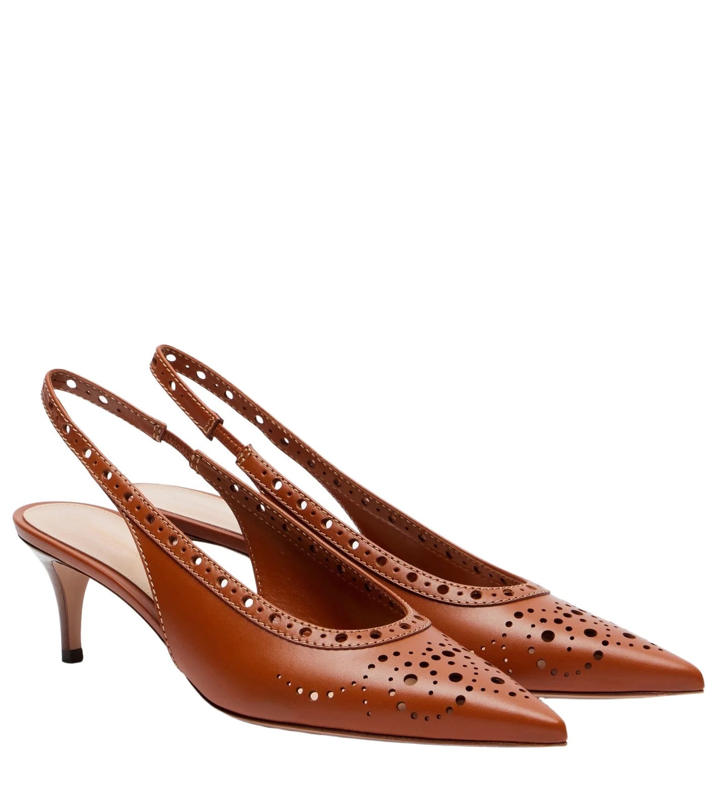 Perforated leather slingback pumps Perforated leather slingback pumps