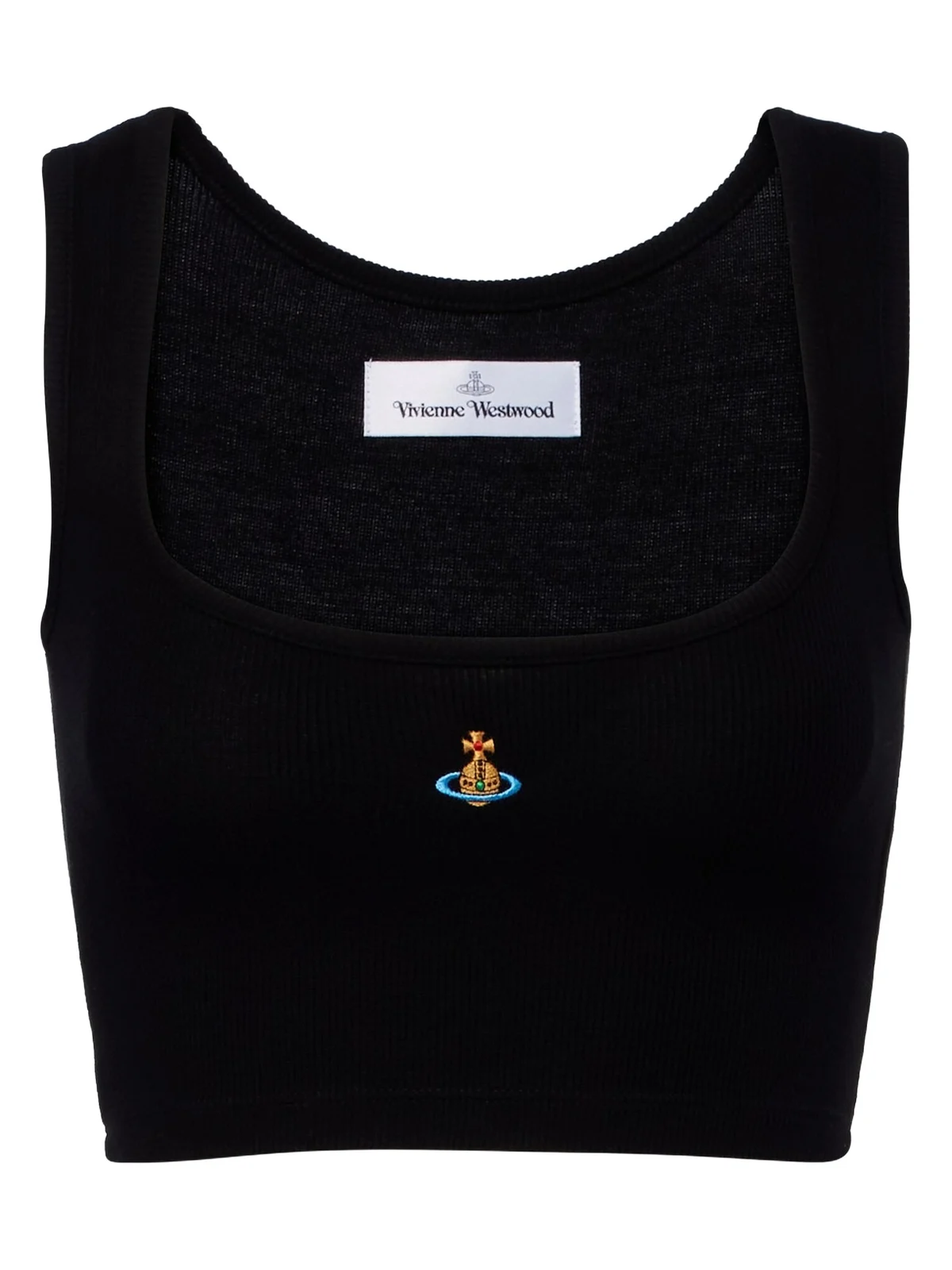 Orb ribbed-knit jersey crop top