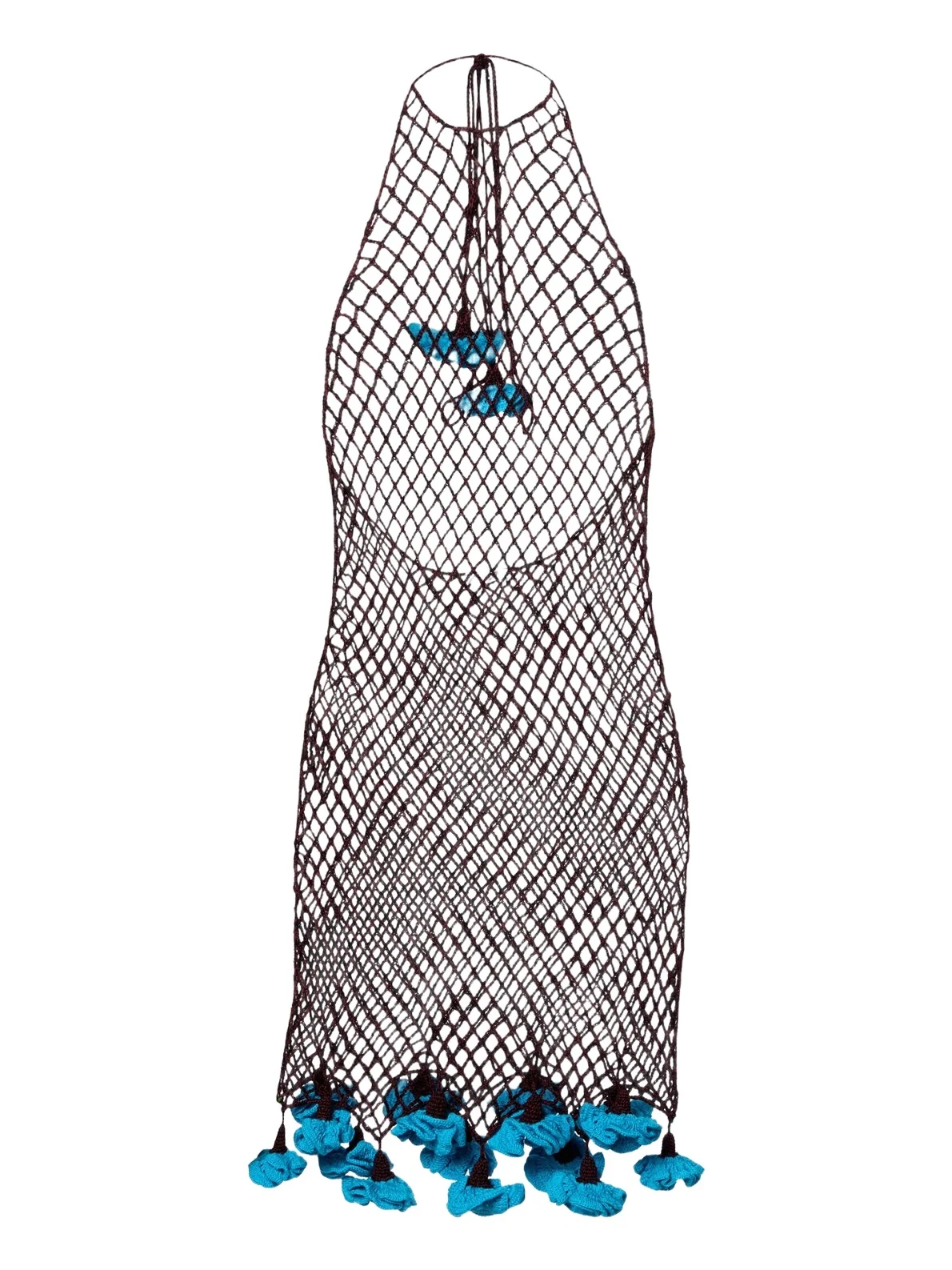 Alaïa Floral-appliqué open-knit cotton minidress