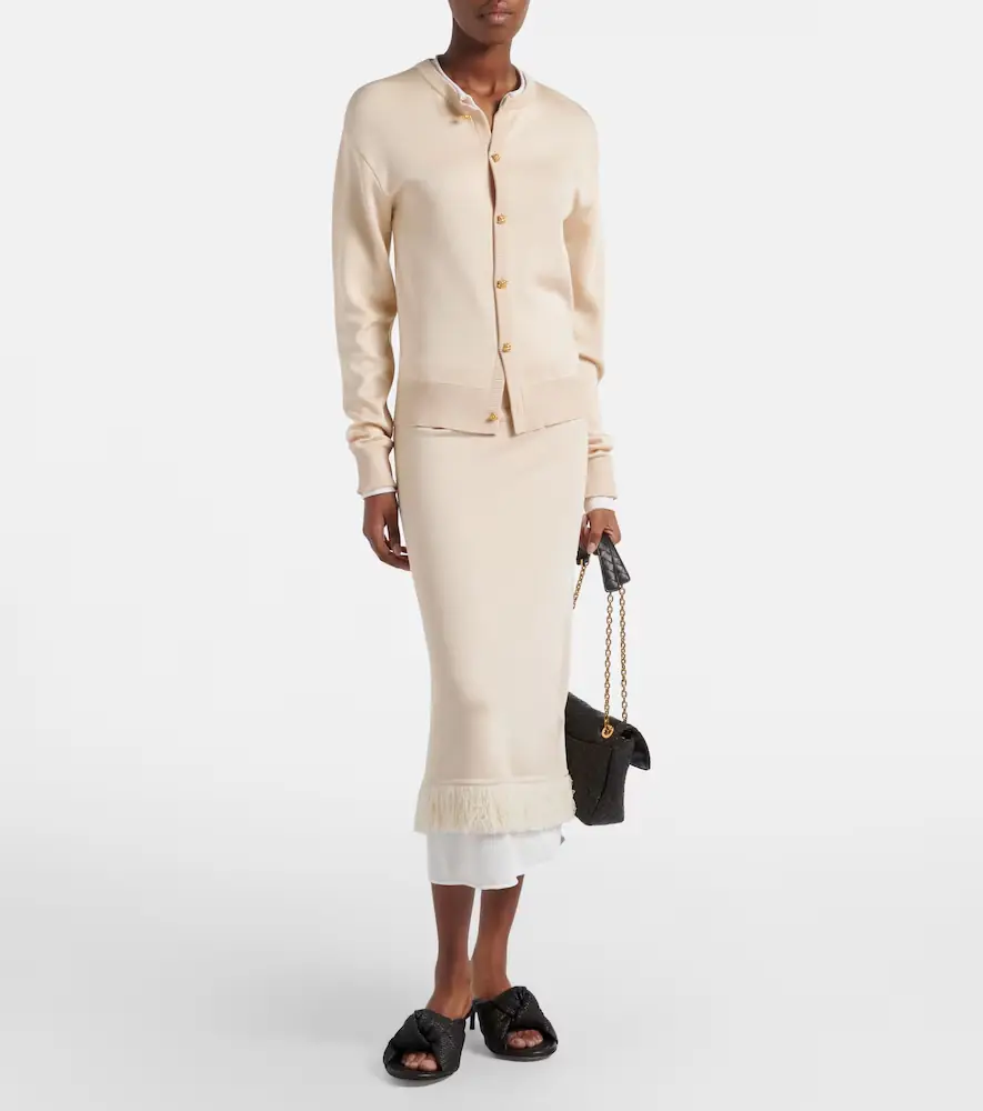 Bottega Veneta Knitted silk midi skirt | Thumbnail 6