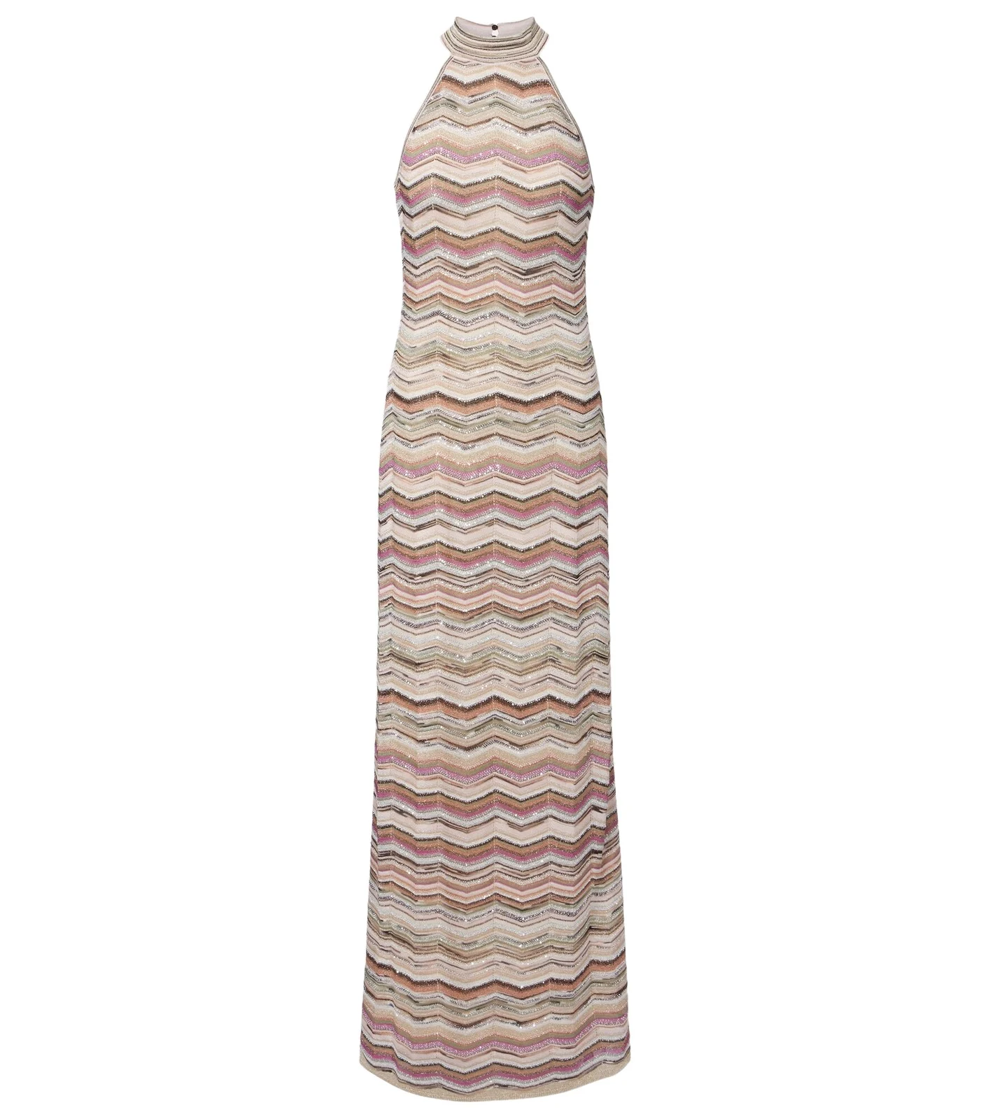 Zigzag halterneck sequined lamé maxi dress Zigzag halterneck sequined lamé maxi dress