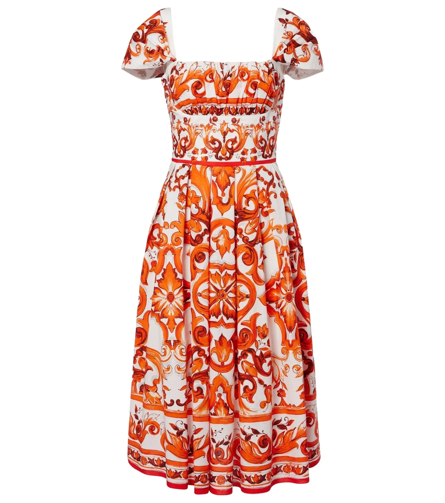Majolica printed cotton poplin midi dress Majolica printed cotton poplin midi dress