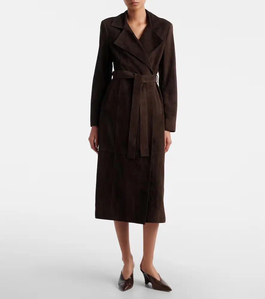 Nour Hammour Winona belted suede wrap coat | Thumbnail 2 Nour Hammour Winona belted suede wrap coat | Thumbnail 2