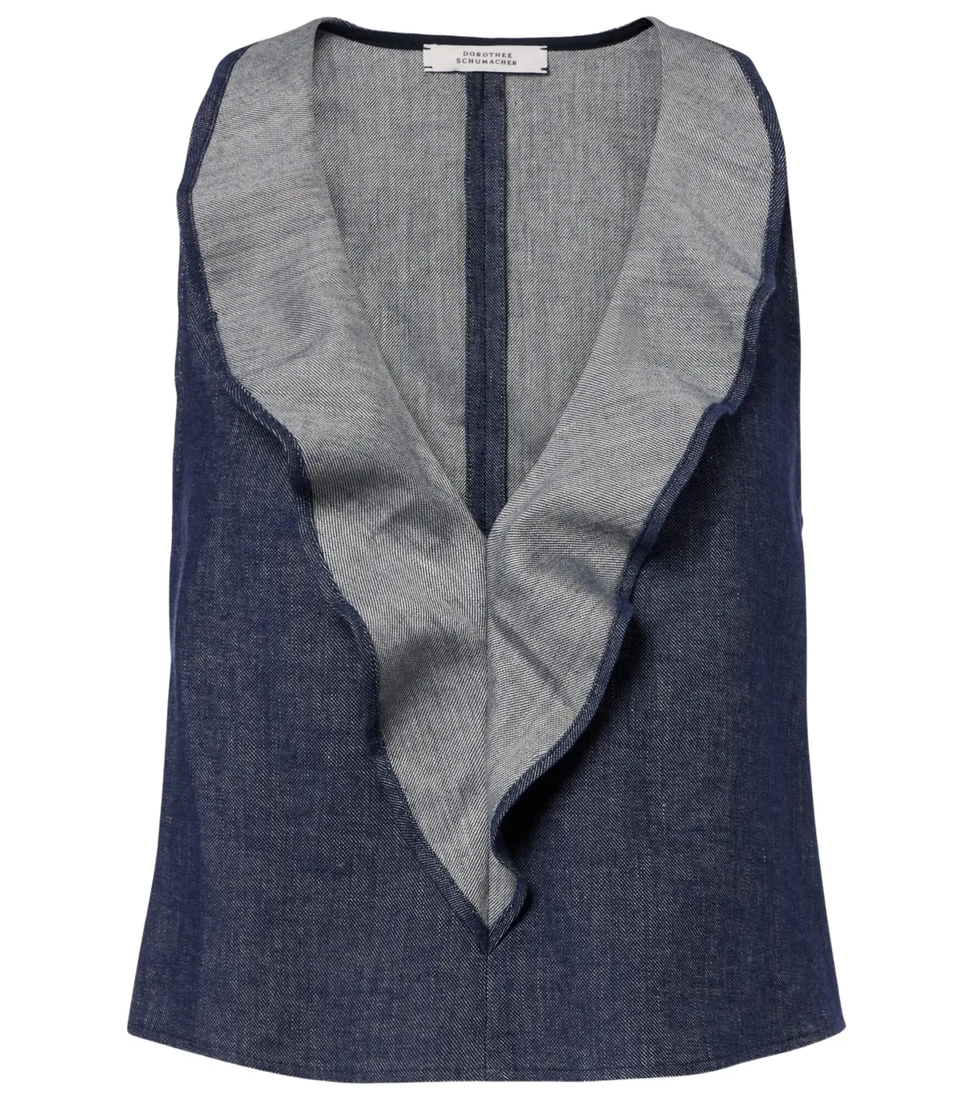 Dorothee Schumacher Fluid Denim ruffled crop top