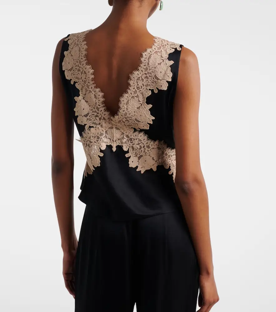 Rixo Emmie lace-trimmed satin top | Thumbnail 3