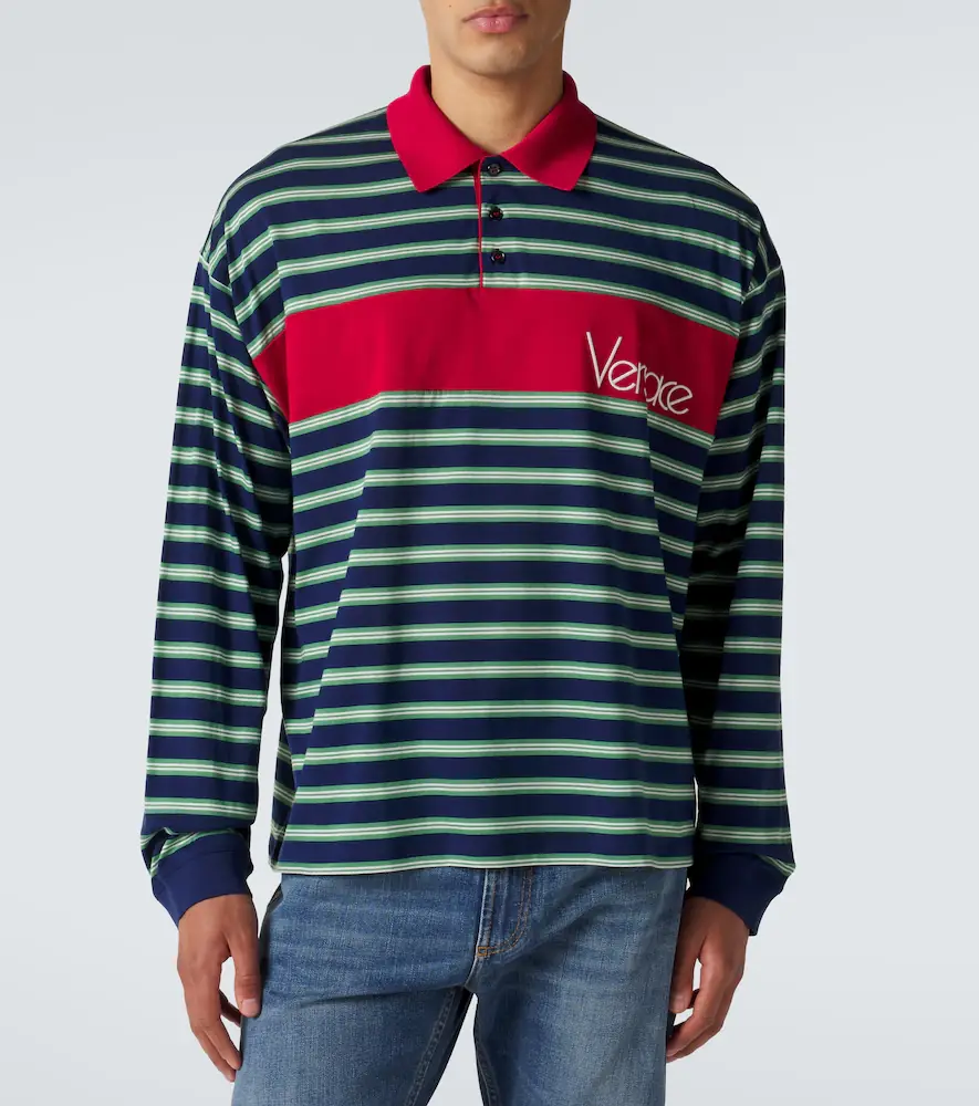 Versace Striped cotton jersey polo shirt | Thumbnail 4 Versace Striped cotton jersey polo shirt | Thumbnail 4