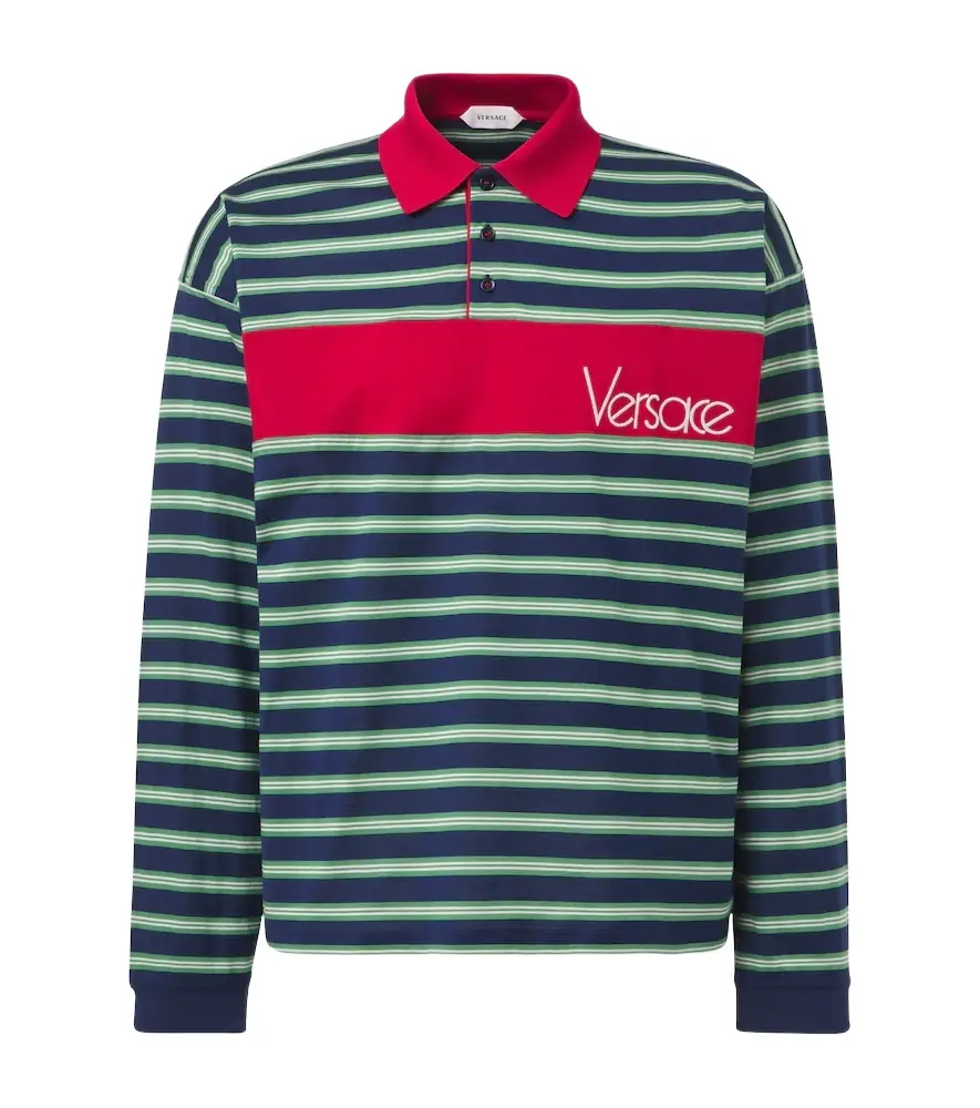 Versace Striped cotton jersey polo shirt | Image 1 Versace Striped cotton jersey polo shirt | Image 1