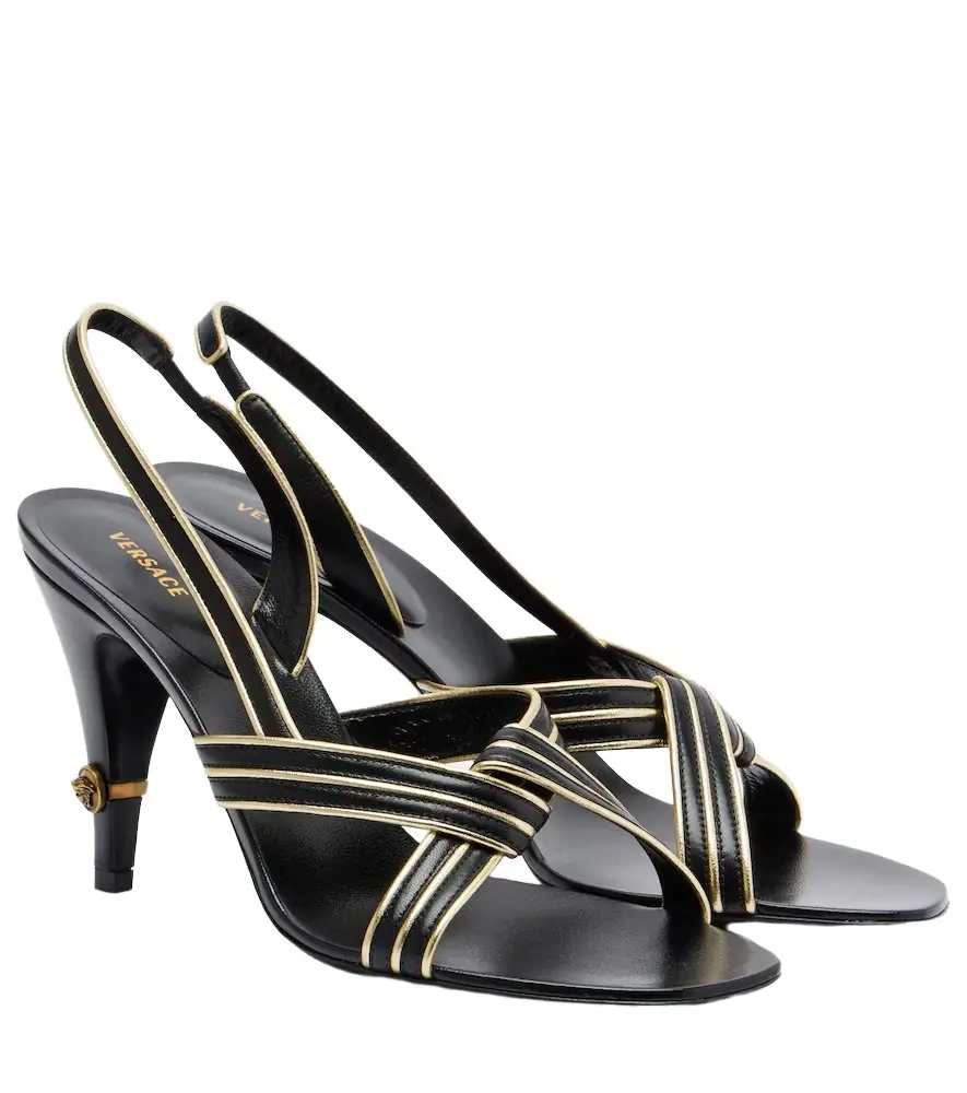 Versace Gianni leather slingback sandals | Image 1 Versace Gianni leather slingback sandals | Image 1