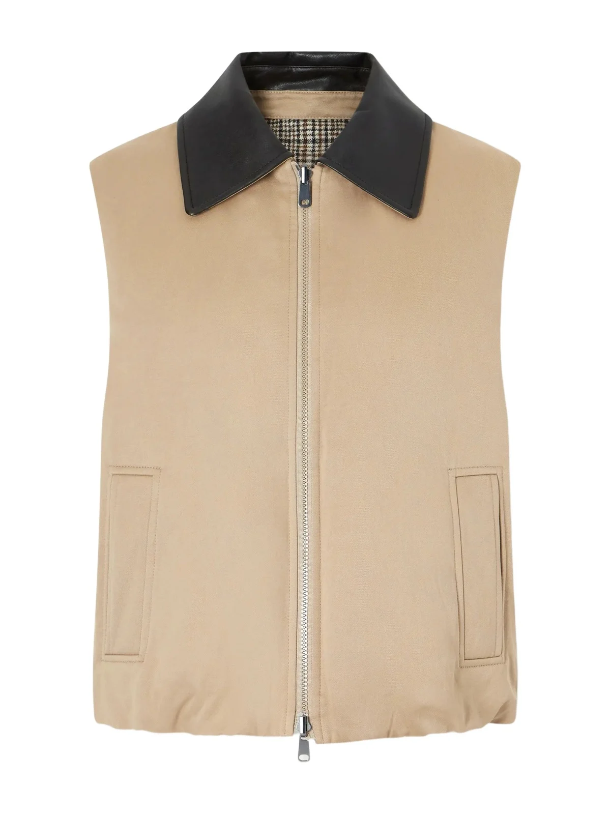 Brunello Cucinelli Reversible Checked Padded Cotton And Linen Gilet - Gray