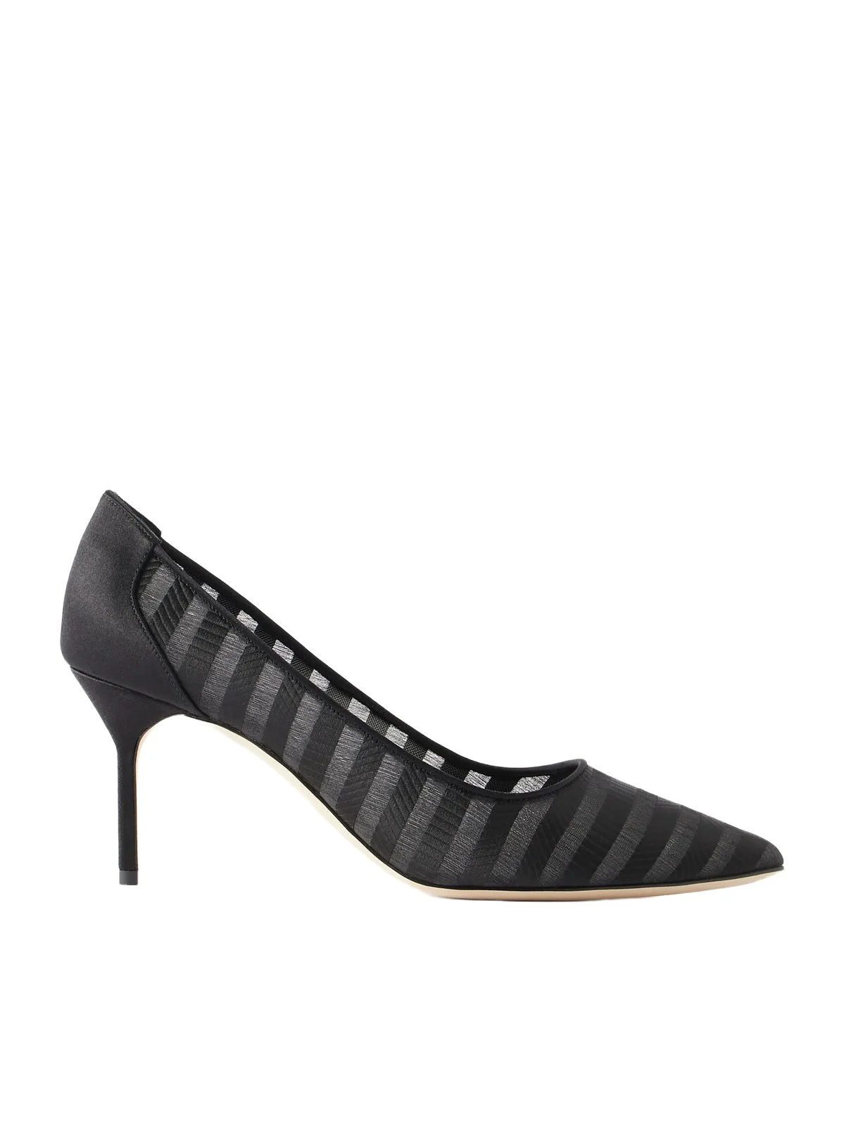 Manolo Blahnik Bb 70 Striped Mesh Pumps
