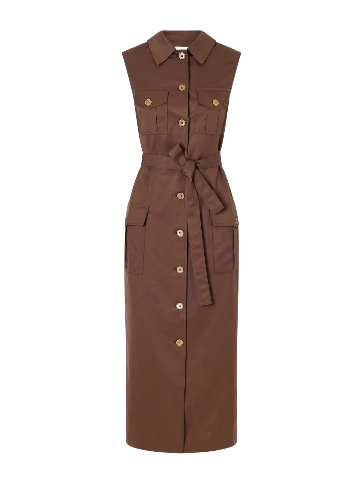 Mary Angel Belted Silk And Linen-blend Midi Dress Mary Angel Belted Silk And Linen-blend Midi Dress