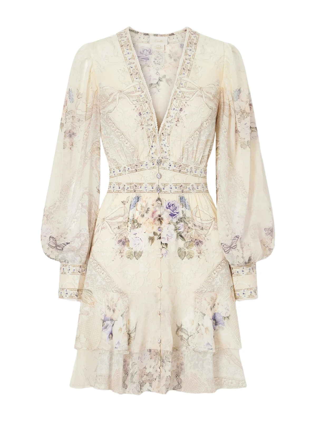 Printed Embellished Silk-chiffon Midi Dress Printed Embellished Silk-chiffon Midi Dress