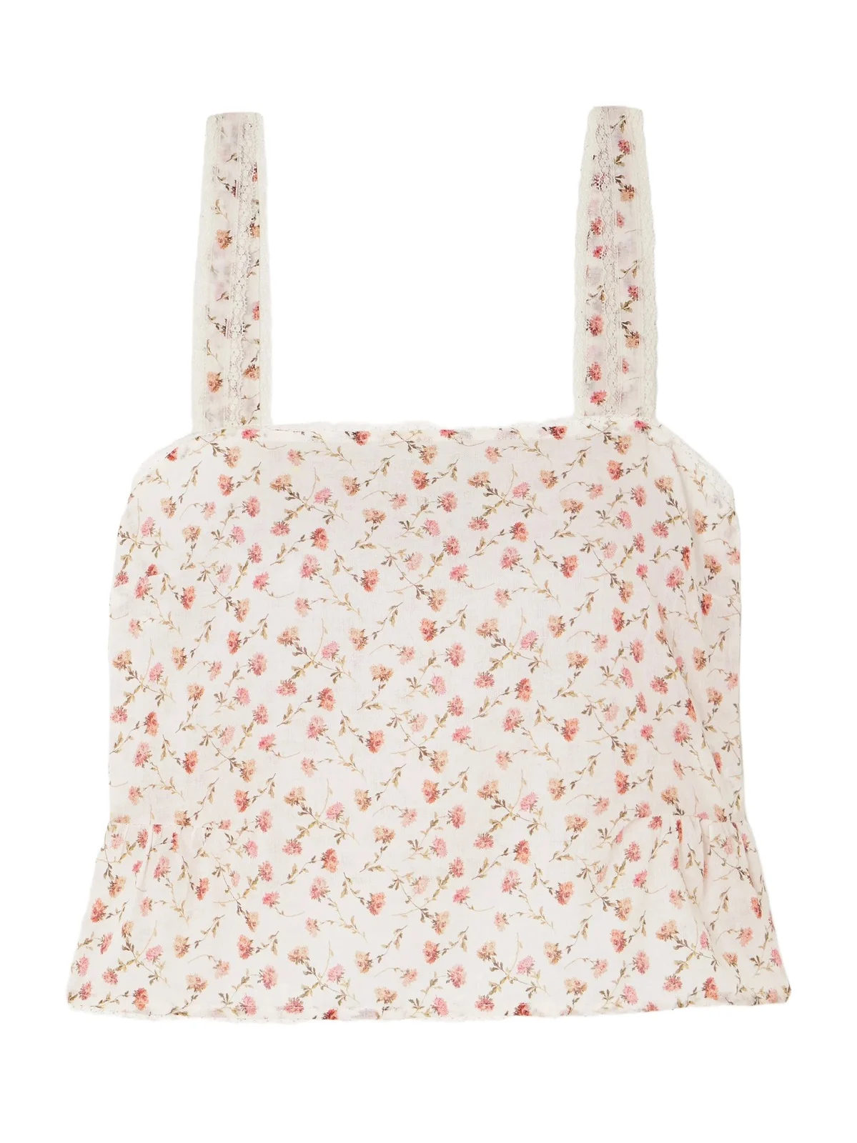 Charlotte Lace-trimmed Floral-print Cotton Top Charlotte Lace-trimmed Floral-print Cotton Top