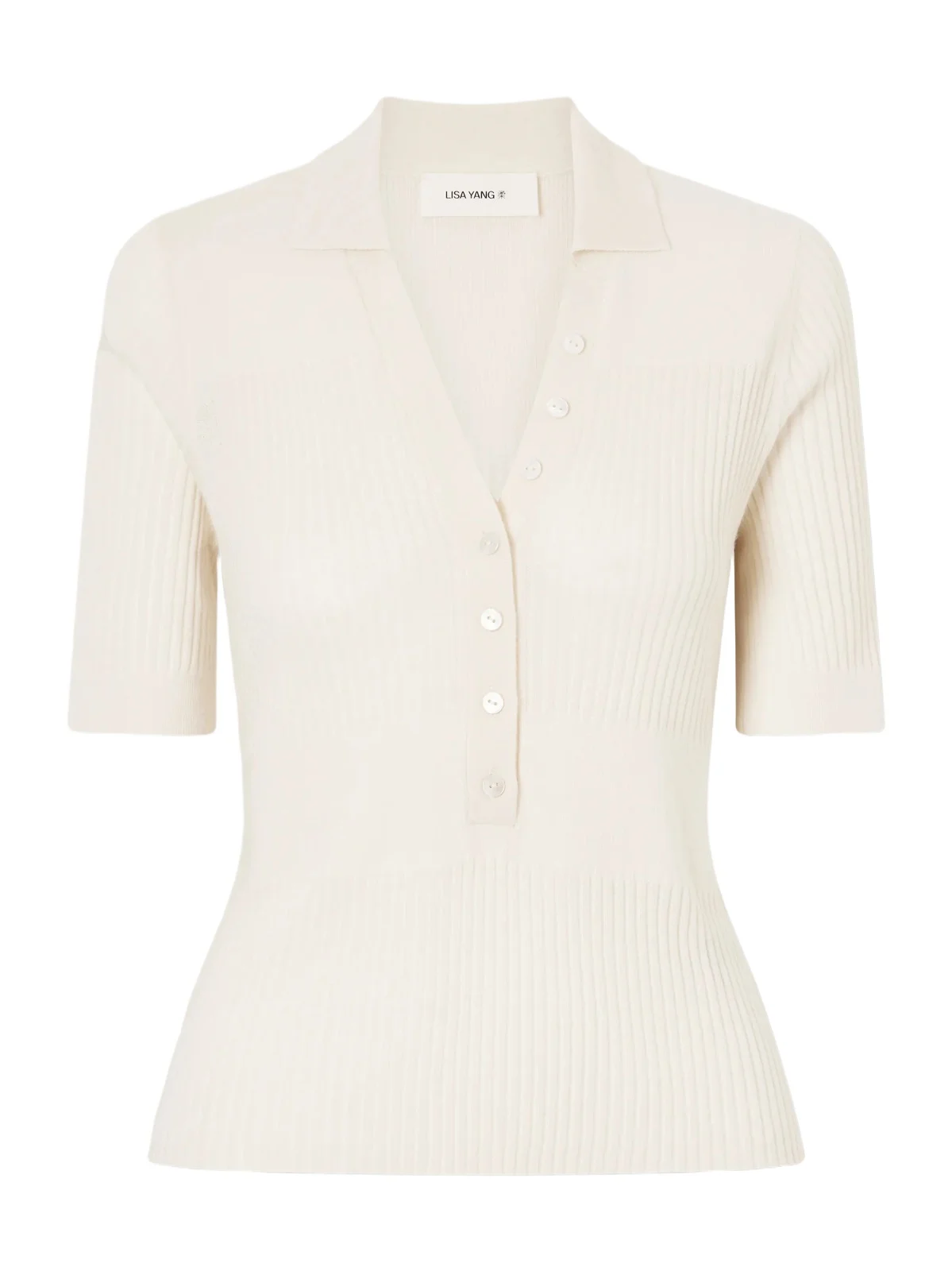 Lisa Yang Malie Ribbed-knit Cashmere Polo Sweater