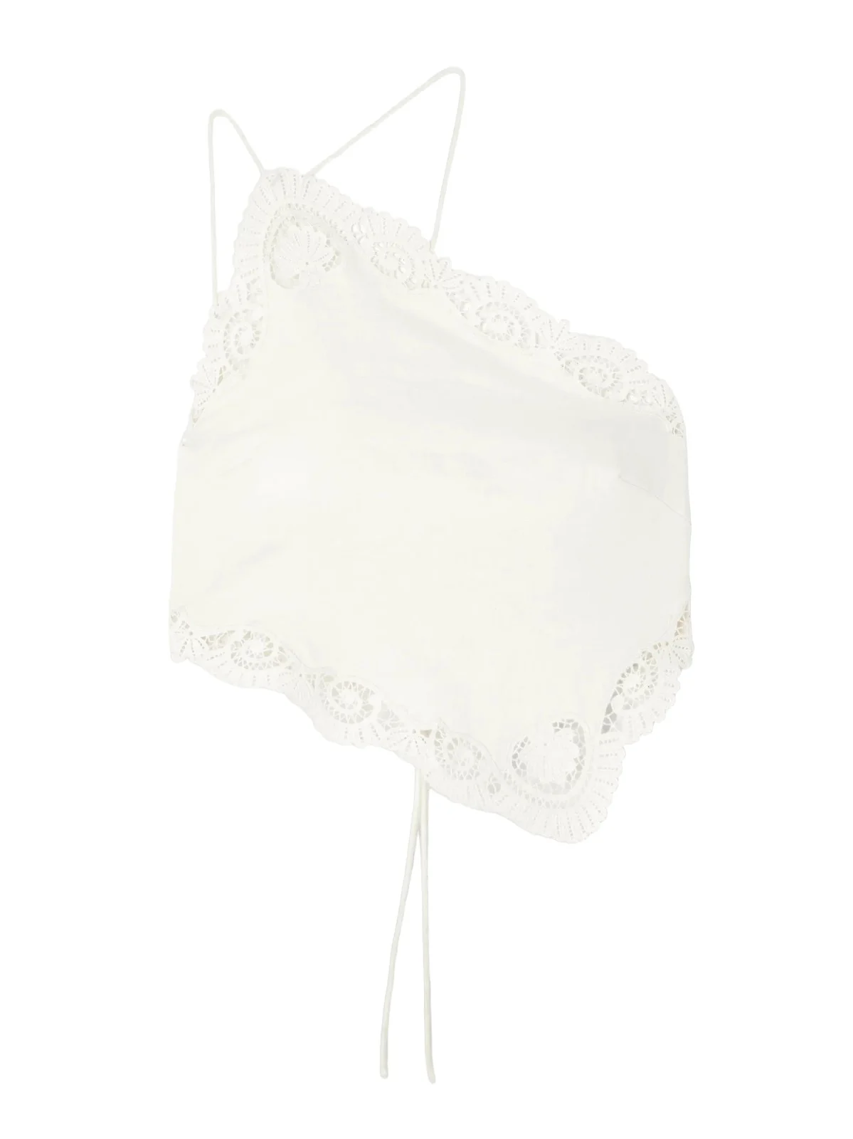 Darya One-shoulder Lace-trimmed Linen And Cotton-blend Top - Neutrals Darya One-shoulder Lace-trimmed Linen And Cotton-blend Top - Neutrals