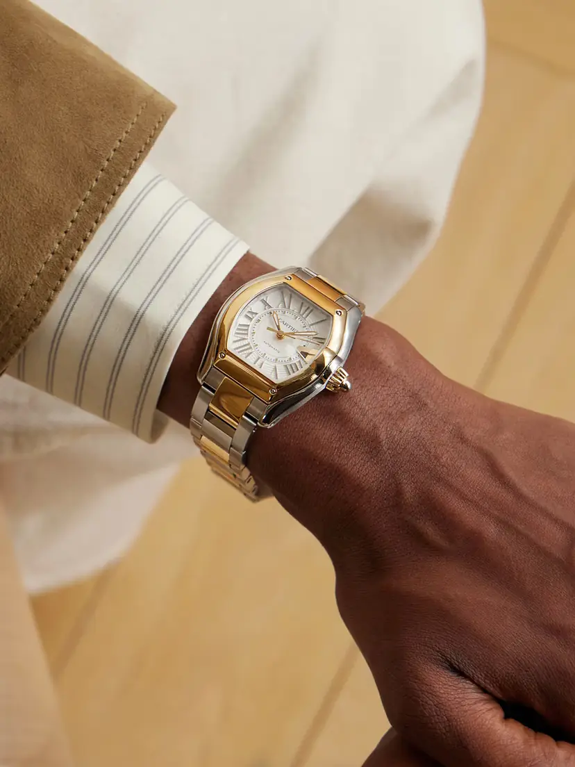 Cartier Roadster Medium 42.5mm 18-karat Gold, Steel And Alligator Watch - Gray | Thumbnail 2