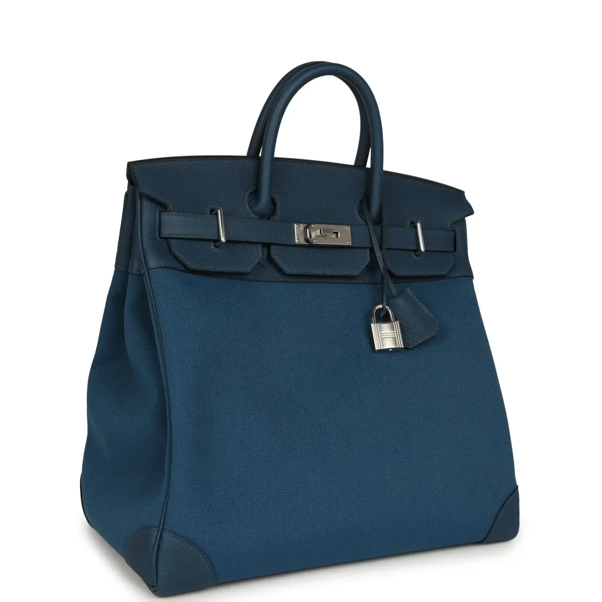 HERMÈS Hermes HAC Birkin 40 Bleu De Prusse Togo and Bleu Thalassa Militaire Canvas Palladium Hardware | Thumbnail 2