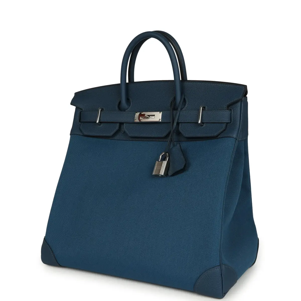 HERMÈS Hermes HAC Birkin 40 Bleu De Prusse Togo and Bleu Thalassa Militaire Canvas Palladium Hardware | Thumbnail 5