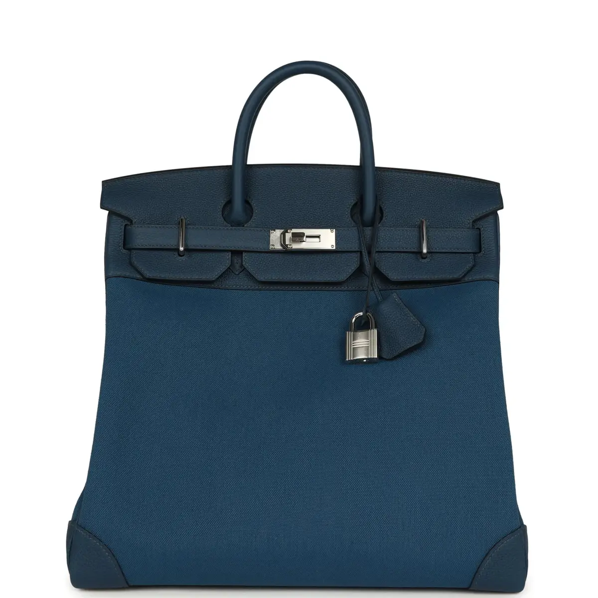 HERMÈS Hermes HAC Birkin 40 Bleu De Prusse Togo and Bleu Thalassa Militaire Canvas Palladium Hardware | Image 1 HERMÈS Hermes HAC Birkin 40 Bleu De Prusse Togo and Bleu Thalassa Militaire Canvas Palladium Hardware | Image 1