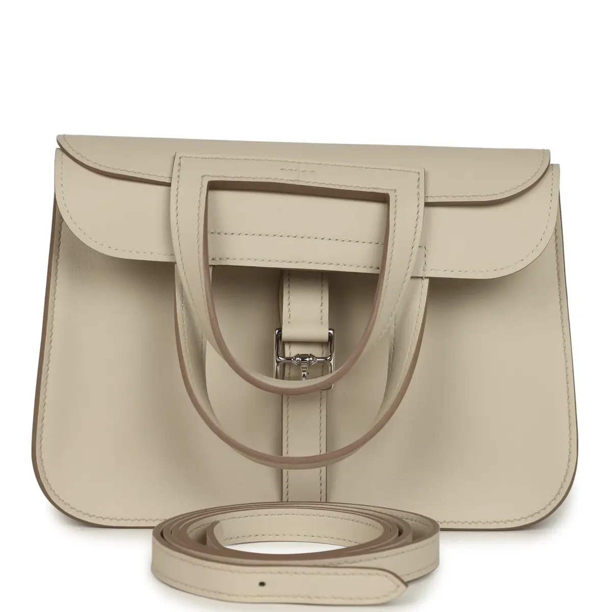 HERMÈS Hermes Mini Halzan Craie Swift Palladium Hardware | Image 1 HERMÈS Hermes Mini Halzan Craie Swift Palladium Hardware | Image 1