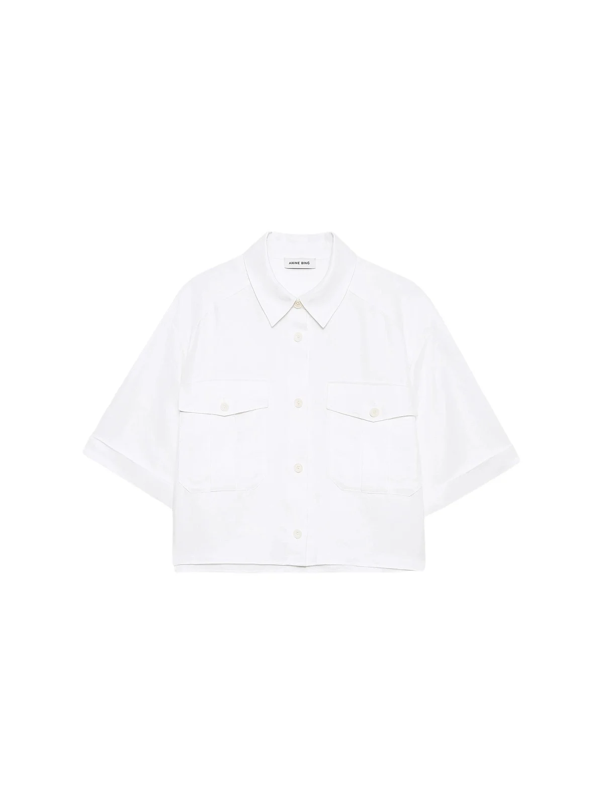 Anine Bing Women's Edith Linen-Blend Crop Shirt