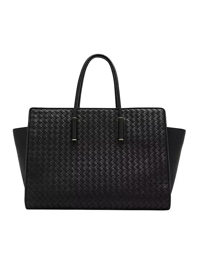 Women's Barbara Intrecciato-Leather Structured Tote Bag