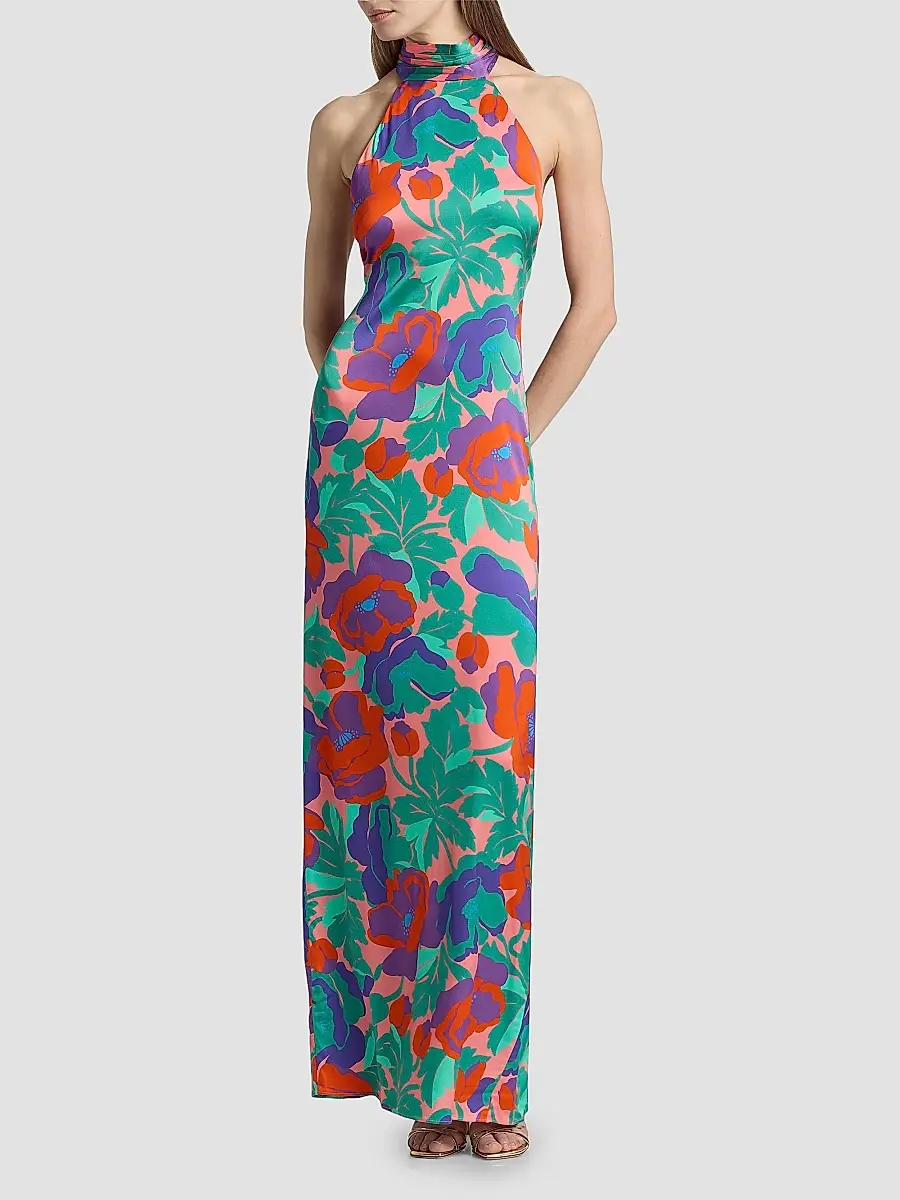 Ramy Brook Women's Tatiana Dahlia Print Halter Gown | Thumbnail 2 Ramy Brook Women's Tatiana Dahlia Print Halter Gown | Thumbnail 2