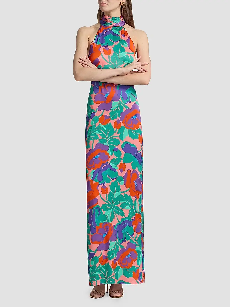 Ramy Brook Women's Tatiana Dahlia Print Halter Gown | Thumbnail 3 Ramy Brook Women's Tatiana Dahlia Print Halter Gown | Thumbnail 3