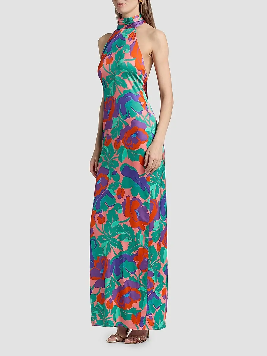 Ramy Brook Women's Tatiana Dahlia Print Halter Gown | Thumbnail 4 Ramy Brook Women's Tatiana Dahlia Print Halter Gown | Thumbnail 4