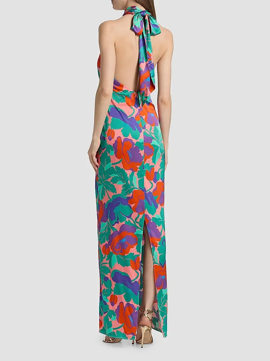 Ramy Brook Women's Tatiana Dahlia Print Halter Gown | Thumbnail 5 Ramy Brook Women's Tatiana Dahlia Print Halter Gown | Thumbnail 5