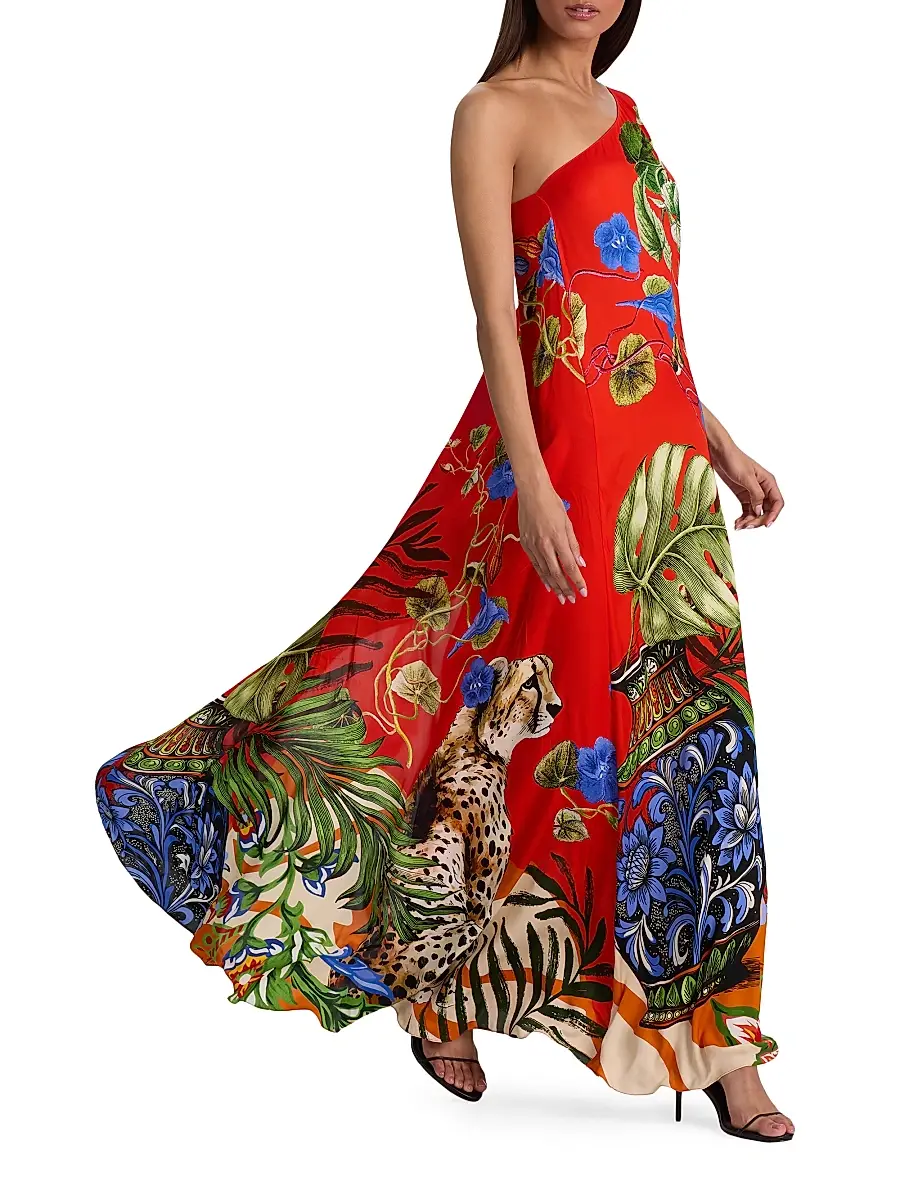 Alice + Olivia Women's Linn Floral One-Shoulder Maxi Dress | Thumbnail 3