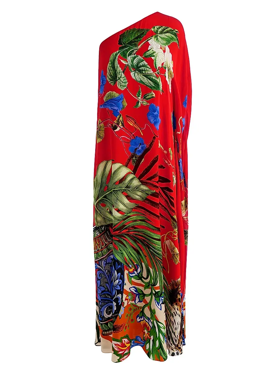 Alice + Olivia Women's Linn Floral One-Shoulder Maxi Dress - Riviera Chili Pepper - Size 2 | Image 1 Alice + Olivia Women's Linn Floral One-Shoulder Maxi Dress - Riviera Chili Pepper - Size 2 | Image 1