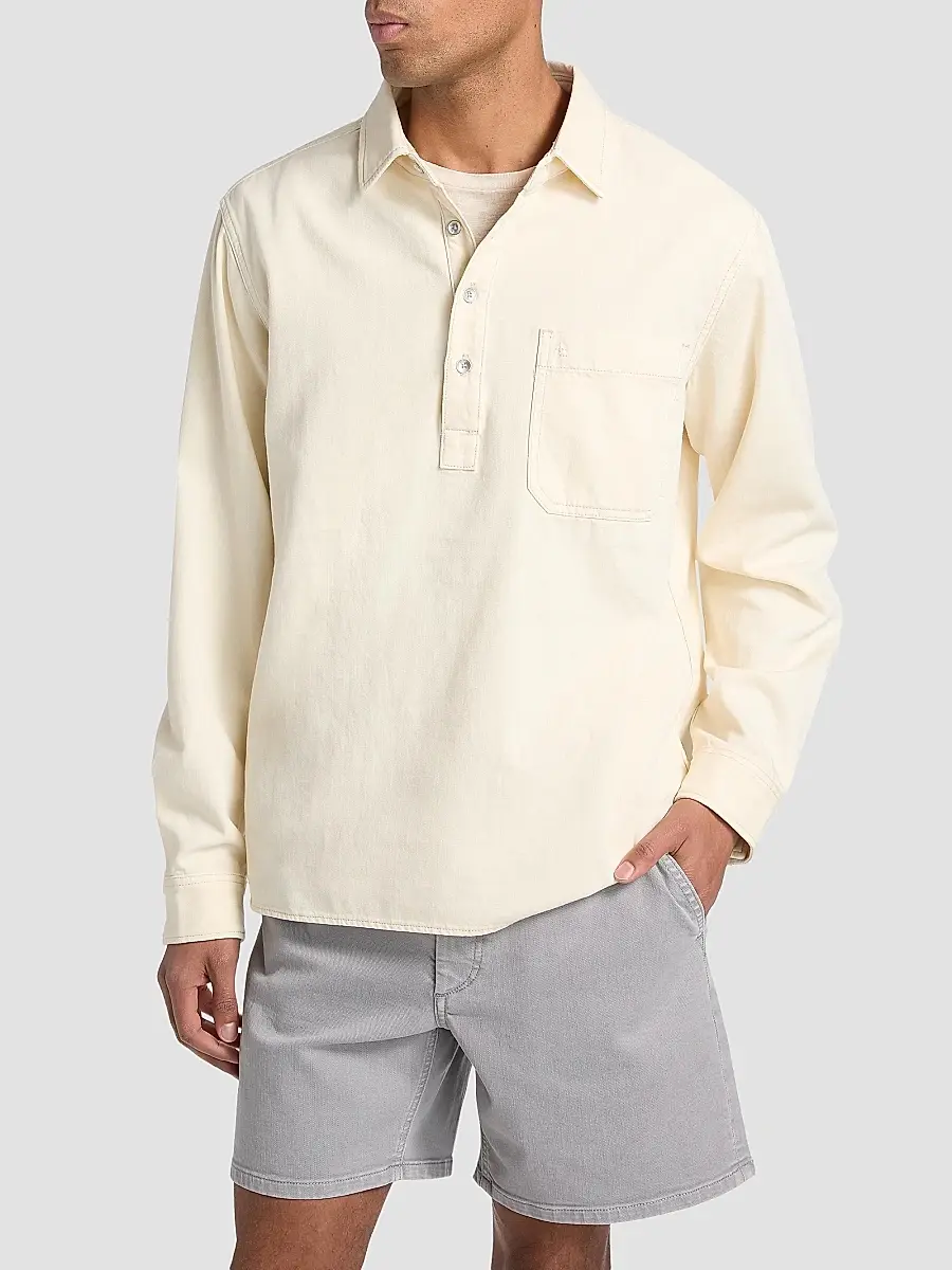 rag & bone Men's Denim Long-Sleeve Polo Shirt | Thumbnail 3 rag & bone Men's Denim Long-Sleeve Polo Shirt | Thumbnail 3