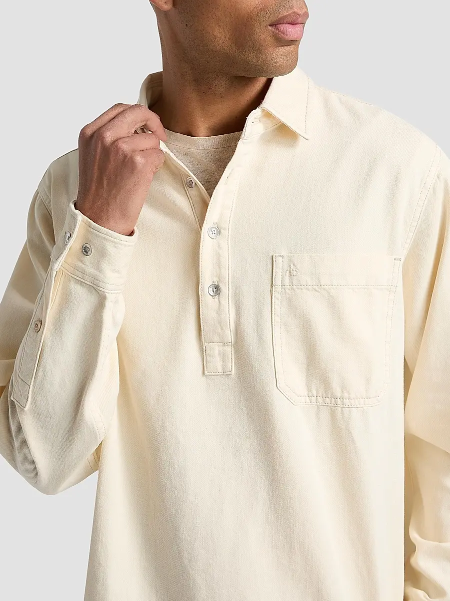 rag & bone Men's Denim Long-Sleeve Polo Shirt | Thumbnail 6 rag & bone Men's Denim Long-Sleeve Polo Shirt | Thumbnail 6