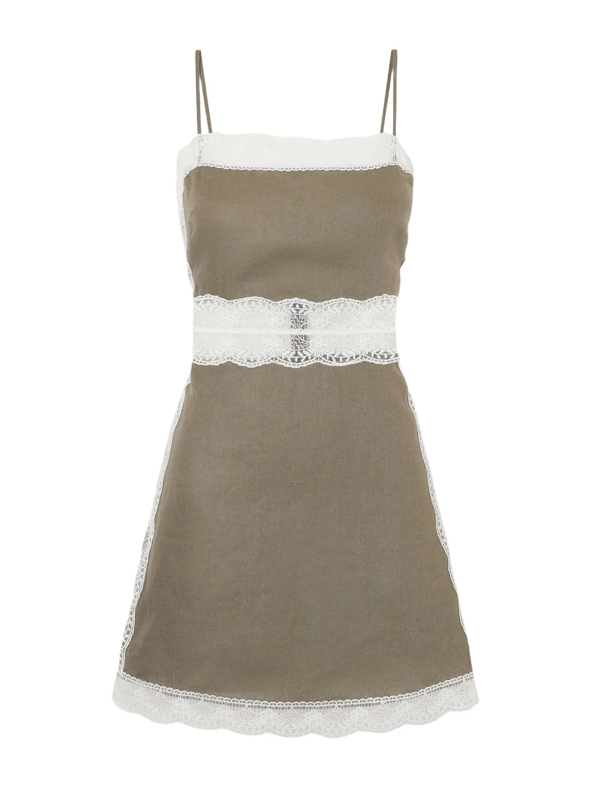Amalina Lace-trimmed Linen Mini Dress