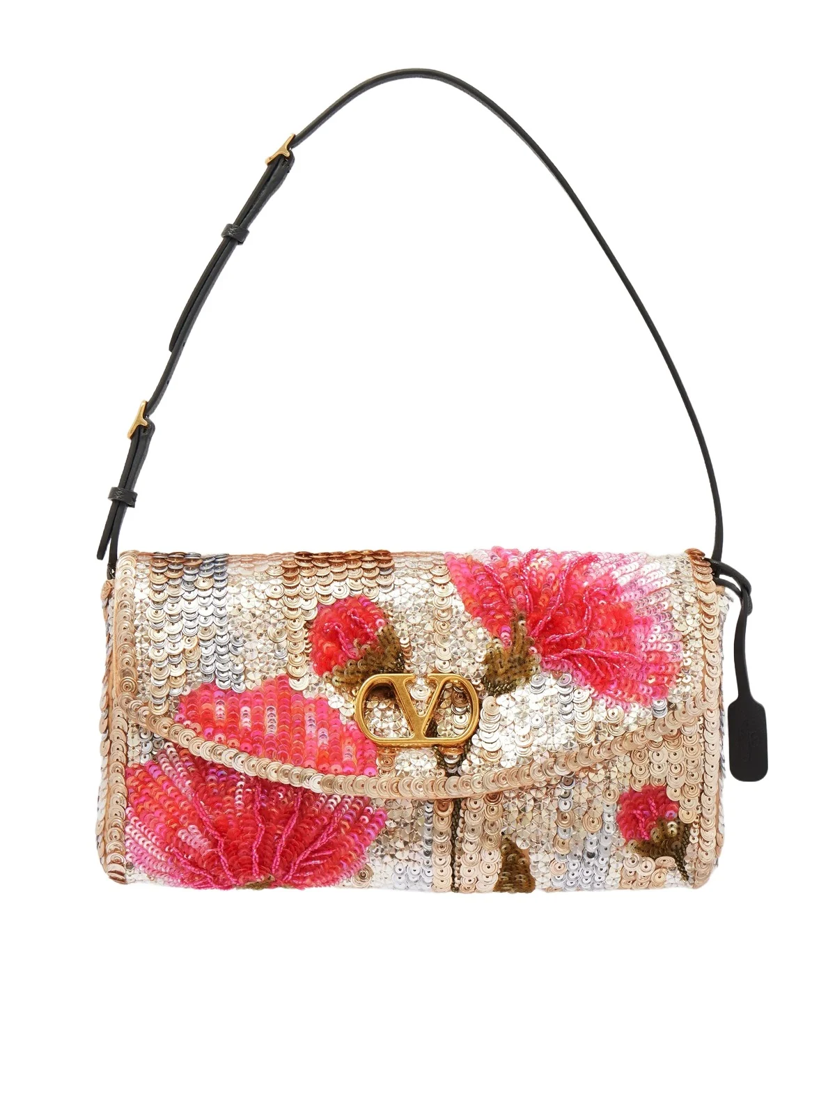 Devain Leather-trimmed Sequined Shoulder Bag Devain Leather-trimmed Sequined Shoulder Bag