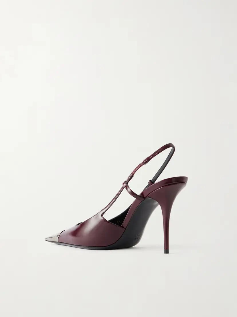 Saint Laurent Jeanne Cassandre-embossed Leather Slingback Pumps | Thumbnail 3 Saint Laurent Jeanne Cassandre-embossed Leather Slingback Pumps | Thumbnail 3