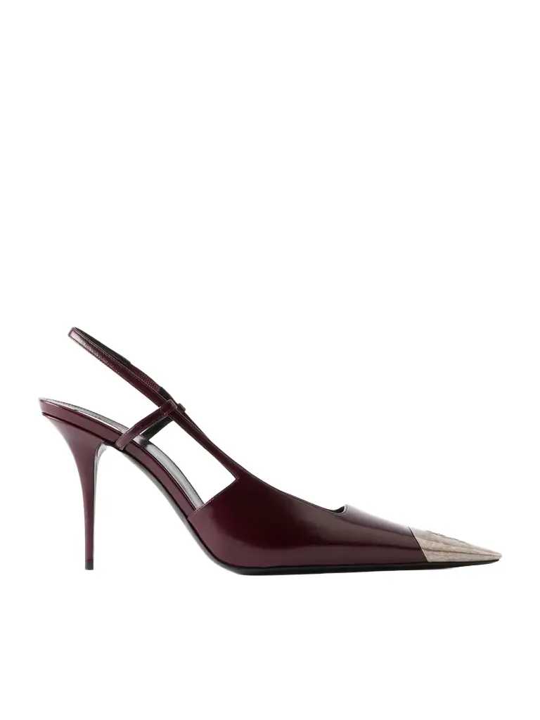 Saint Laurent Jeanne Cassandre-embossed Leather Slingback Pumps | Image 1 Saint Laurent Jeanne Cassandre-embossed Leather Slingback Pumps | Image 1
