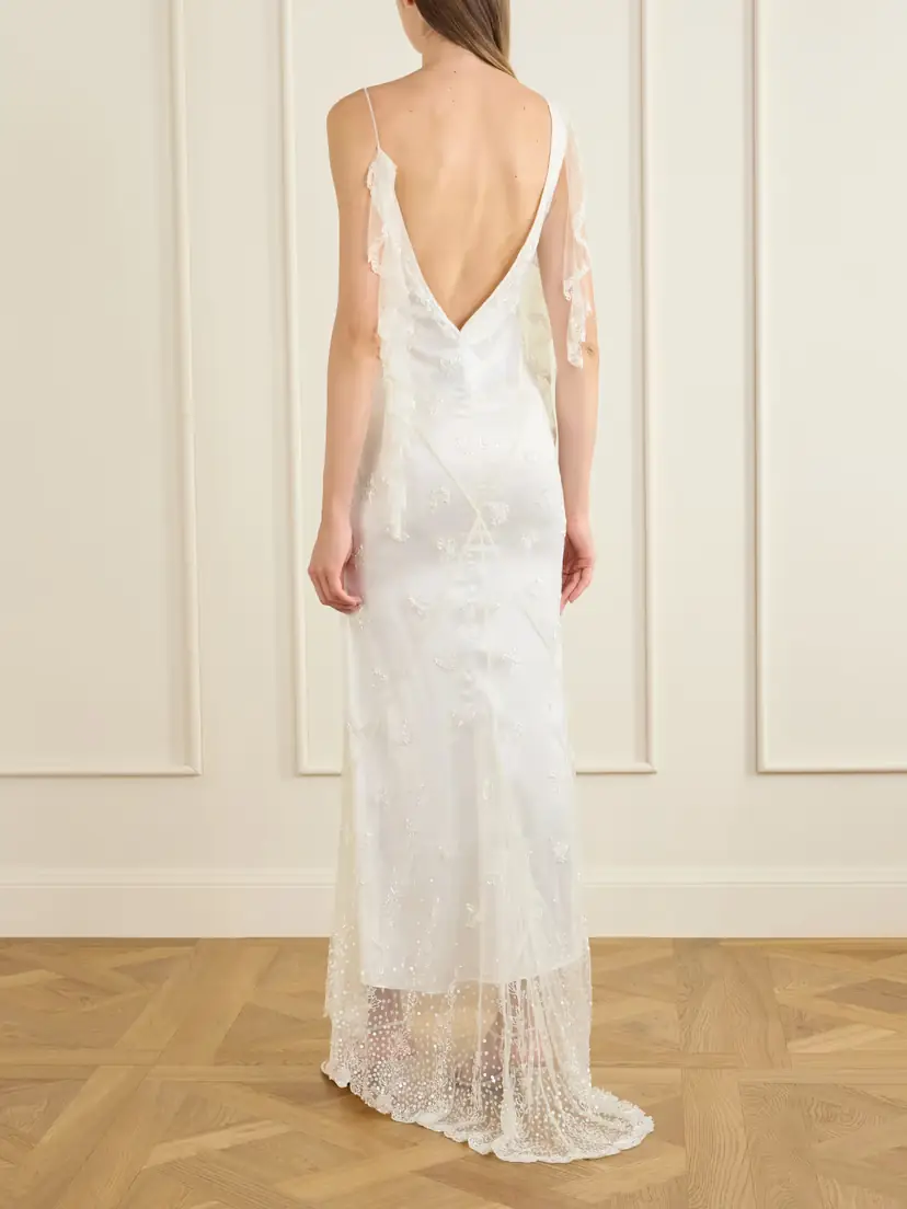 Clio Peppiatt Freya Embellished Draped Tulle Gown | Thumbnail 3 Clio Peppiatt Freya Embellished Draped Tulle Gown | Thumbnail 3