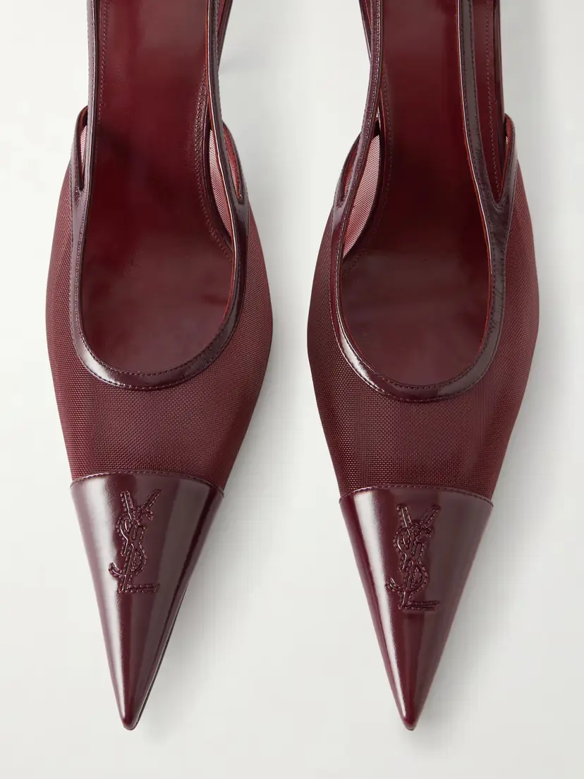 Saint Laurent Renée Cassandre-embroidered Patent Leather-trimmed Mesh Slingback Pumps | Thumbnail 5 Saint Laurent Renée Cassandre-embroidered Patent Leather-trimmed Mesh Slingback Pumps | Thumbnail 5