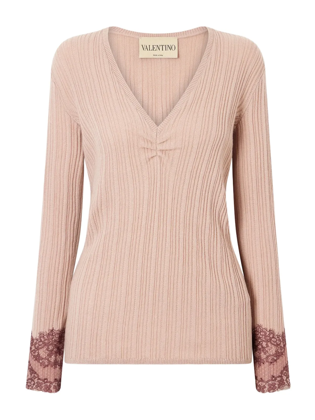 Lace-trimmed Ribbed Cashmere Sweater Lace-trimmed Ribbed Cashmere Sweater