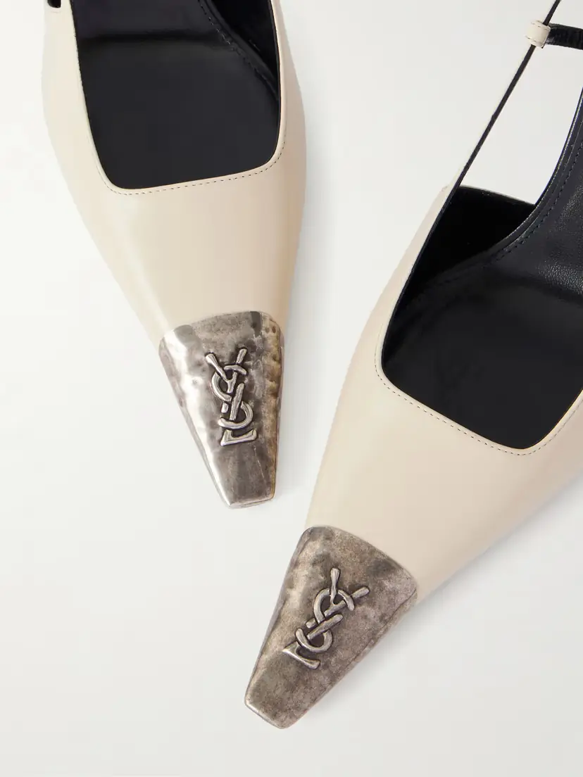 Saint Laurent Jeanne Cassandre-embossed Leather Slingback Pumps | Thumbnail 5 Saint Laurent Jeanne Cassandre-embossed Leather Slingback Pumps | Thumbnail 5