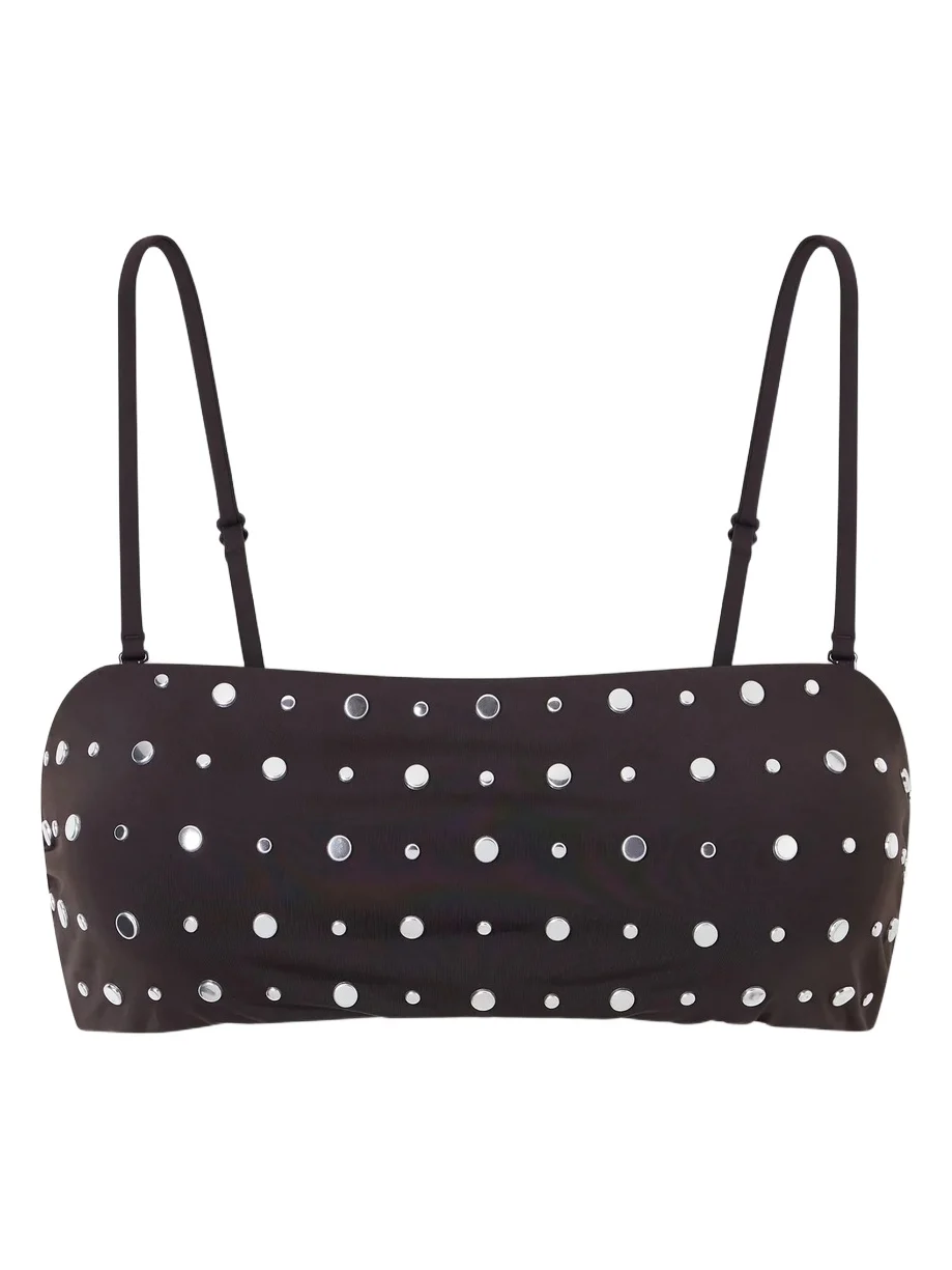 Staud Sara Strapless Studded Bikini Top