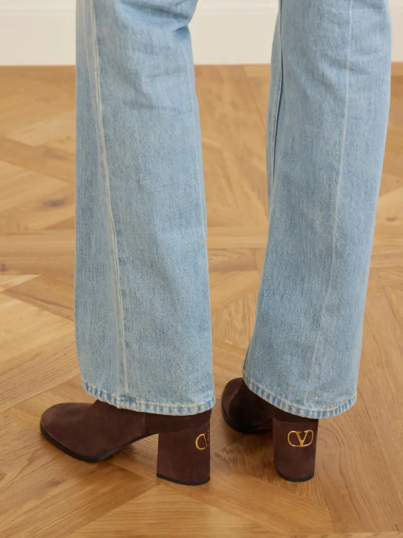 Valentino Garavani Vlogo 80 Bootie Fawcette Suede Ankle Boots | Thumbnail 2 Valentino Garavani Vlogo 80 Bootie Fawcette Suede Ankle Boots | Thumbnail 2
