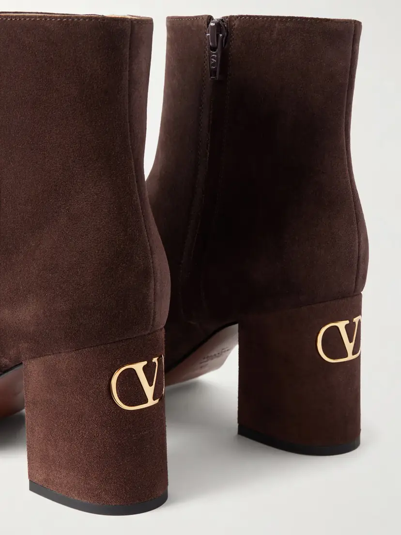 Valentino Garavani Vlogo 80 Bootie Fawcette Suede Ankle Boots | Thumbnail 5 Valentino Garavani Vlogo 80 Bootie Fawcette Suede Ankle Boots | Thumbnail 5